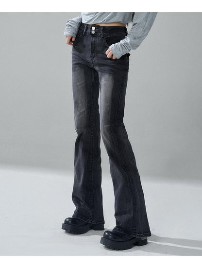 LADYGHOST Black Washed High Waist Pockets Women&