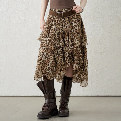 LADYGHOST_Brown_Leopard_Print_A_Line_Asymmetric_Ruffle_Women&