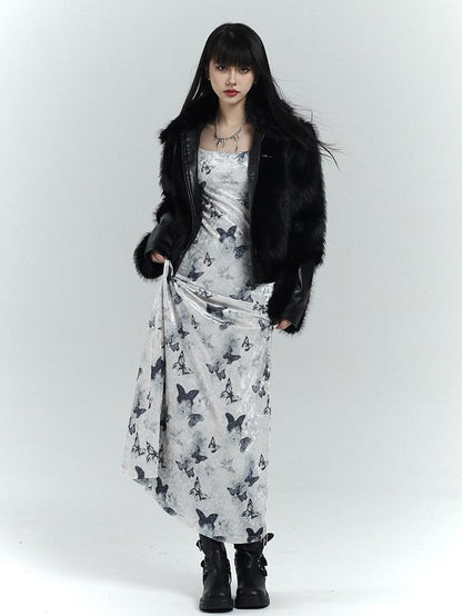 LADYGHOST Butterfly Print Long Sleeve New Chinese Women&