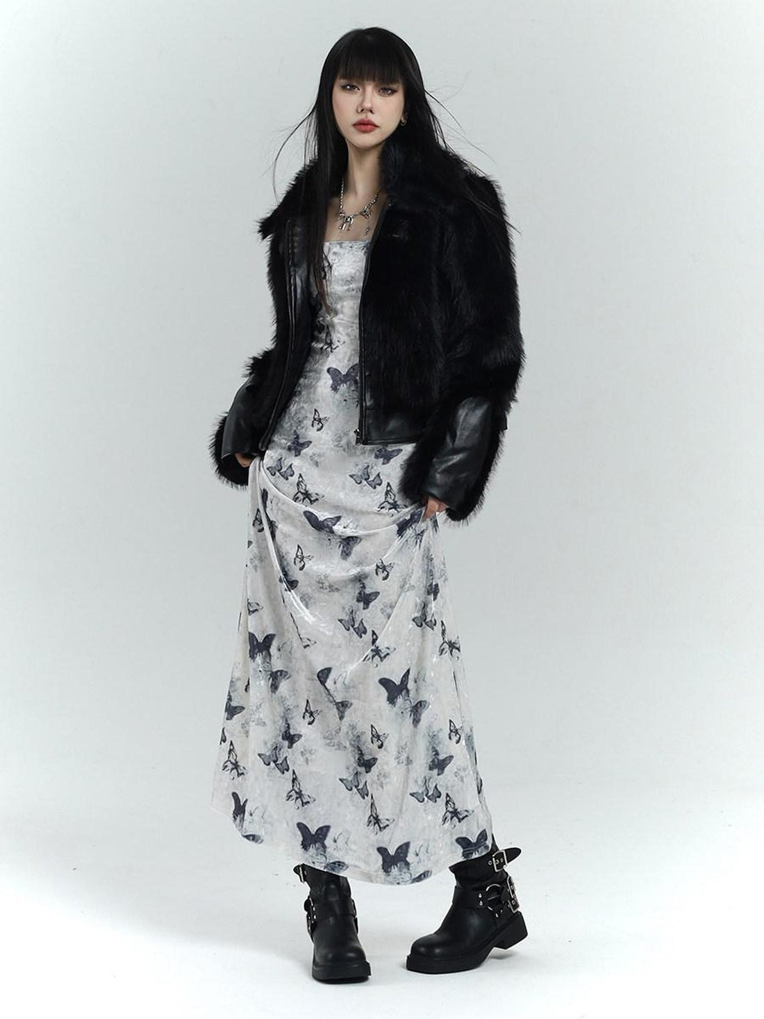 LADYGHOST Butterfly Print Long Sleeve New Chinese Women&