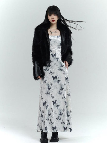 LADYGHOST Butterfly Print Long Sleeve New Chinese Women&