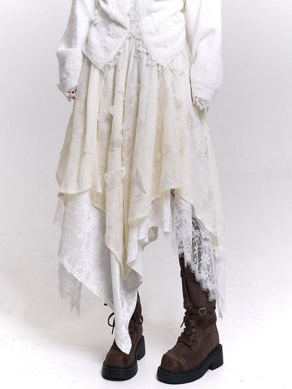 LADYGHOST Cream Butterfly Asymmetrical Drape Women&