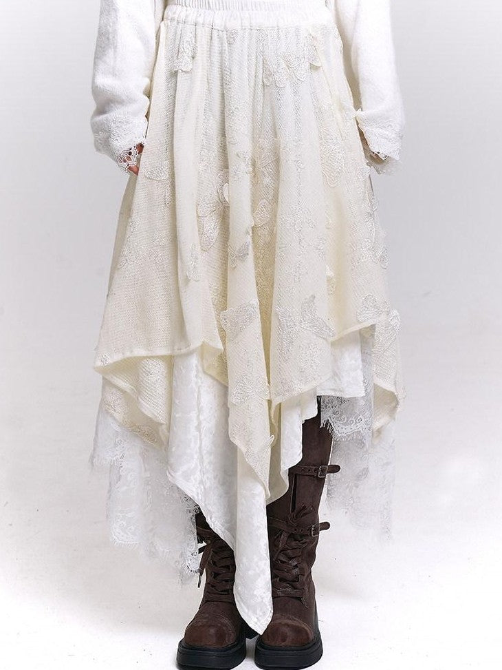 LADYGHOST Cream Butterfly Asymmetrical Drape Women&