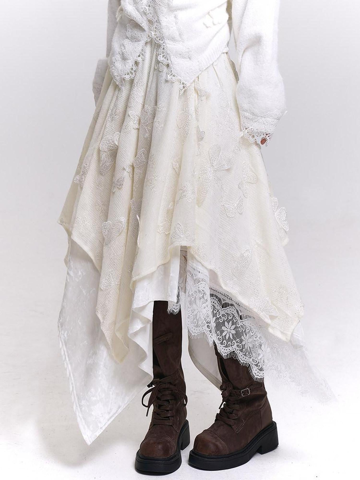LADYGHOST Cream Butterfly Asymmetrical Drape Women&