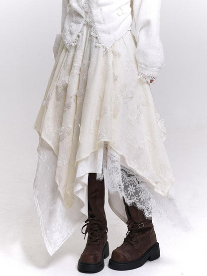 LADYGHOST Cream Butterfly Asymmetrical Drape Women&