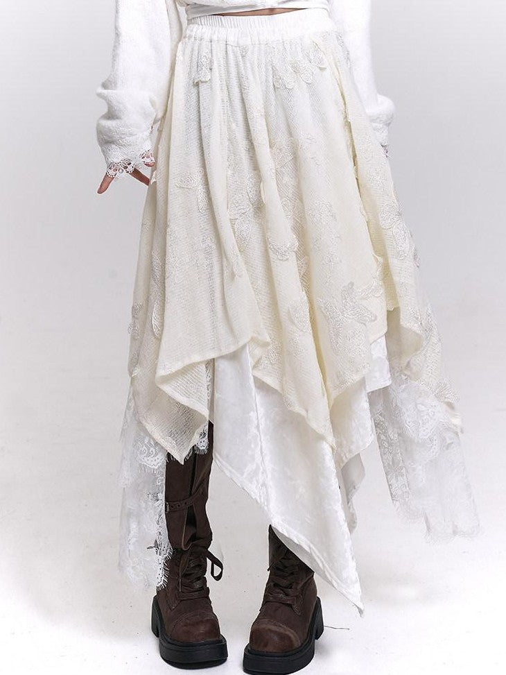 LADYGHOST Cream Butterfly Asymmetrical Drape Women&