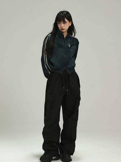 LADYGHOST Dark Green Ghost Girl Cropped Baseball Women&