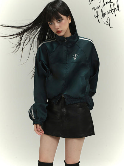 LADYGHOST Dark Green Ghost Girl Cropped Baseball Women&