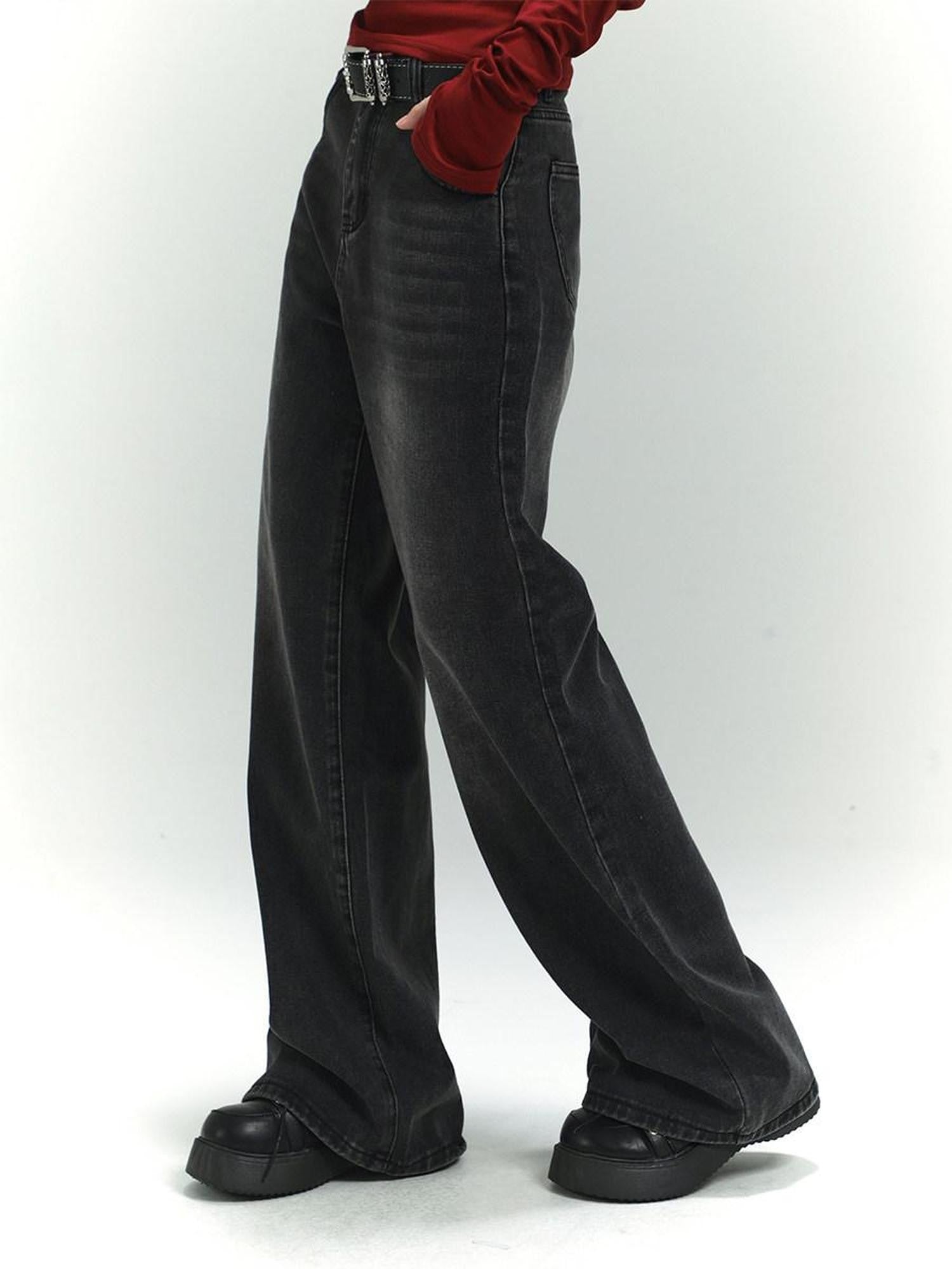 LADYGHOST Dark Wash Vintage Distressed Floor Length Women&