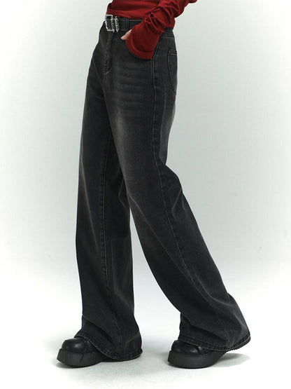 LADYGHOST Dark Wash Vintage Distressed Floor Length Women&
