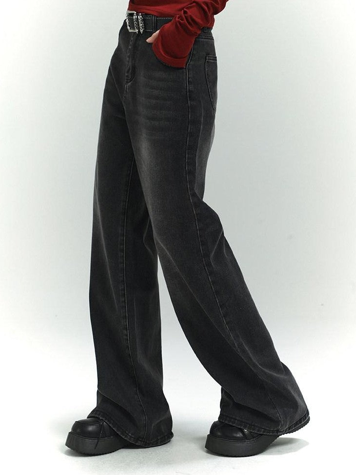LADYGHOST Dark Wash Vintage Distressed Floor Length Women&