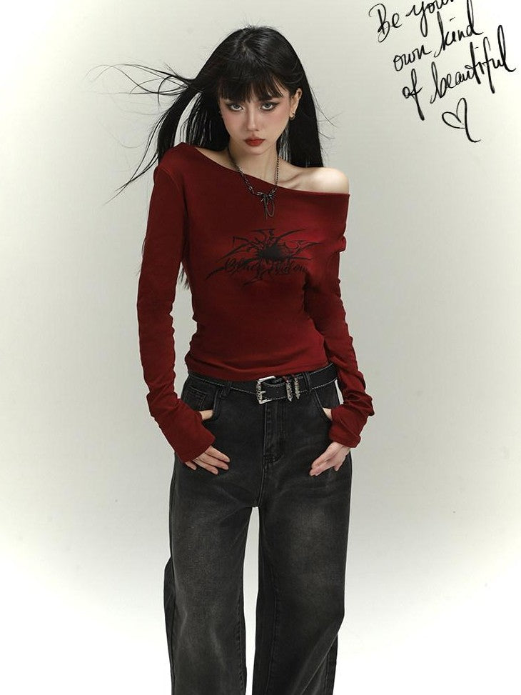 LADYGHOST Dark Wash Vintage Distressed Floor Length Women&