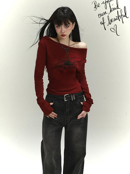 LADYGHOST Dark Wash Vintage Distressed Floor Length Women&