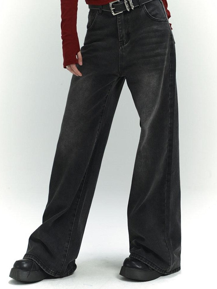 LADYGHOST Dark Wash Vintage Distressed Floor Length Women&