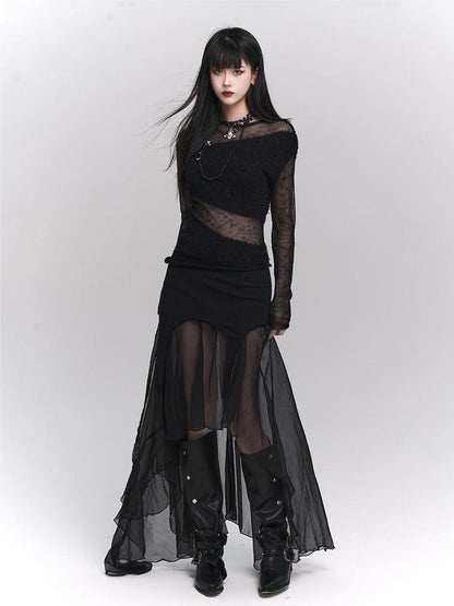LADYGHOST Design Chic Long Sleeve Round Neck Women&