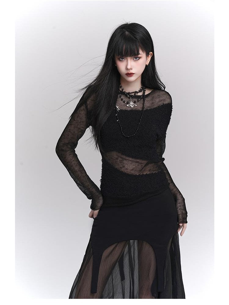 LADYGHOST Design Chic Long Sleeve Round Neck Women&
