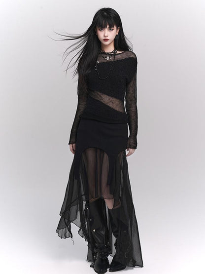 LADYGHOST Design Chic Long Sleeve Round Neck Women&