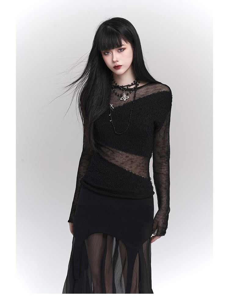 LADYGHOST Design Chic Long Sleeve Round Neck Women&