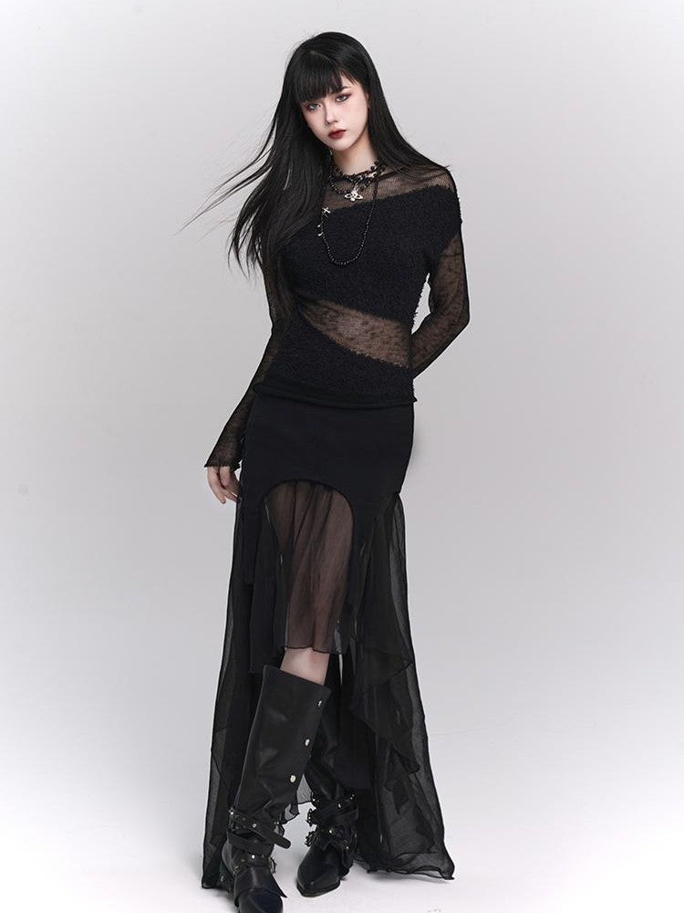 LADYGHOST Design Chic Long Sleeve Round Neck Women&
