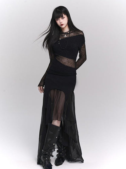 LADYGHOST Design Chic Long Sleeve Round Neck Women&
