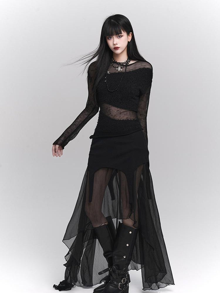 LADYGHOST Design Chic Long Sleeve Round Neck Women&