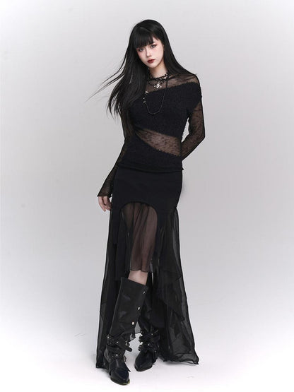 LADYGHOST Design Chic Long Sleeve Round Neck Women&