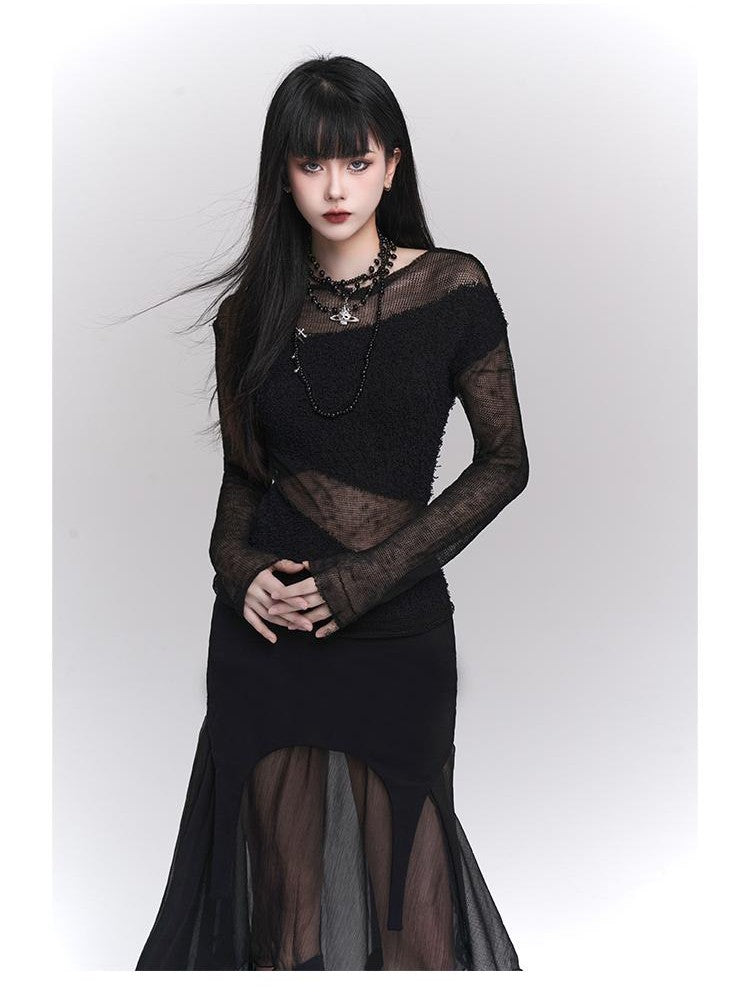 LADYGHOST Design Chic Long Sleeve Round Neck Women&