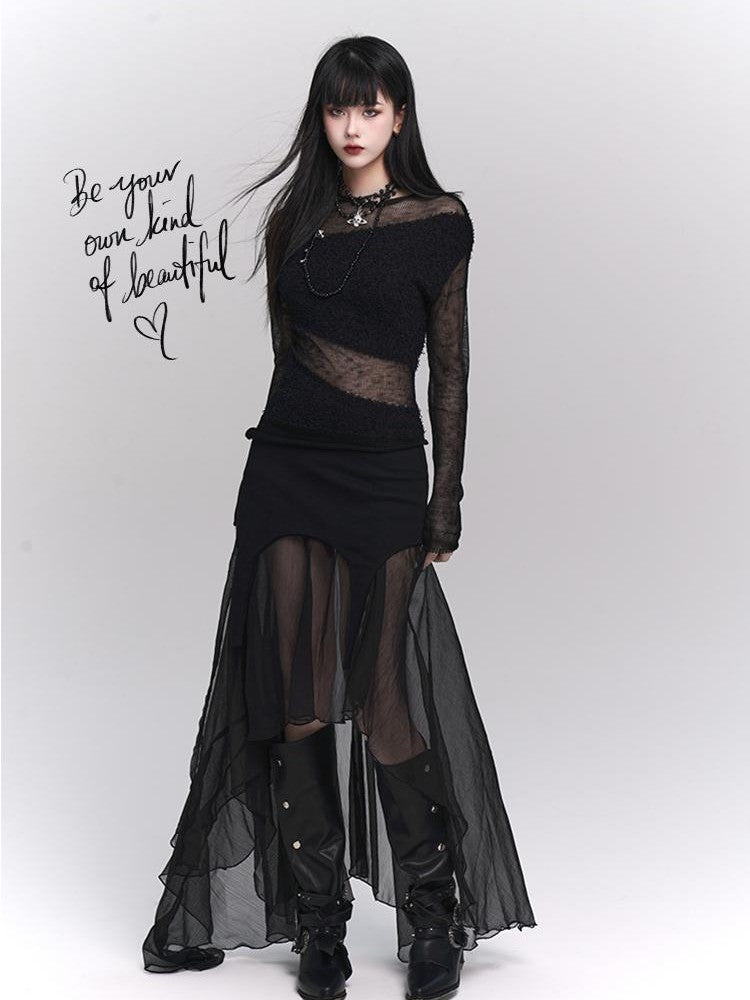 LADYGHOST Design Chic Long Sleeve Round Neck Women&