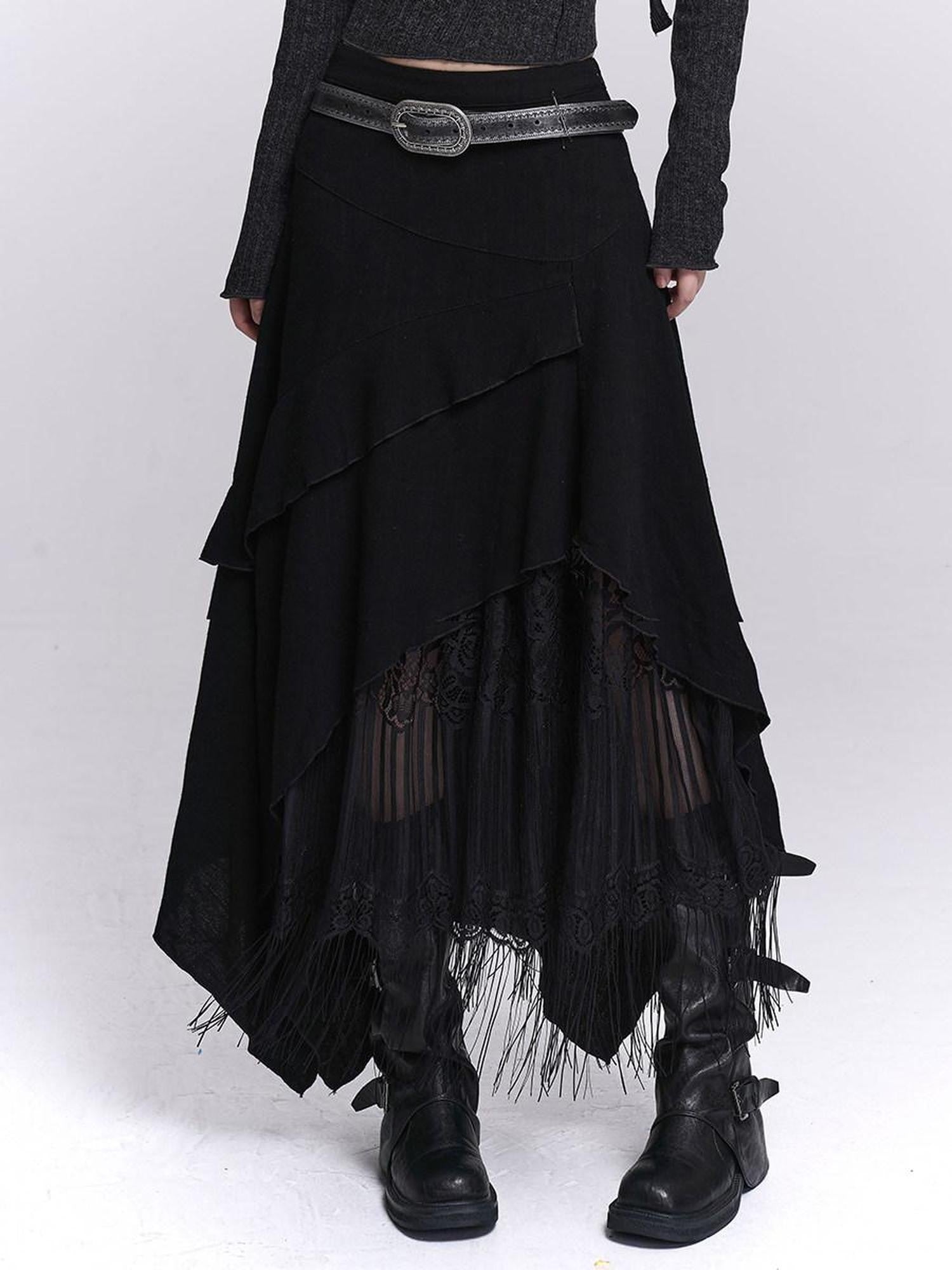 LADYGHOST Ethereal Asymmetrical Fringe Nomadic Apricot White Women&