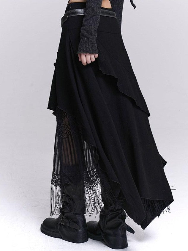 LADYGHOST Ethereal Asymmetrical Fringe Nomadic Apricot White Women&