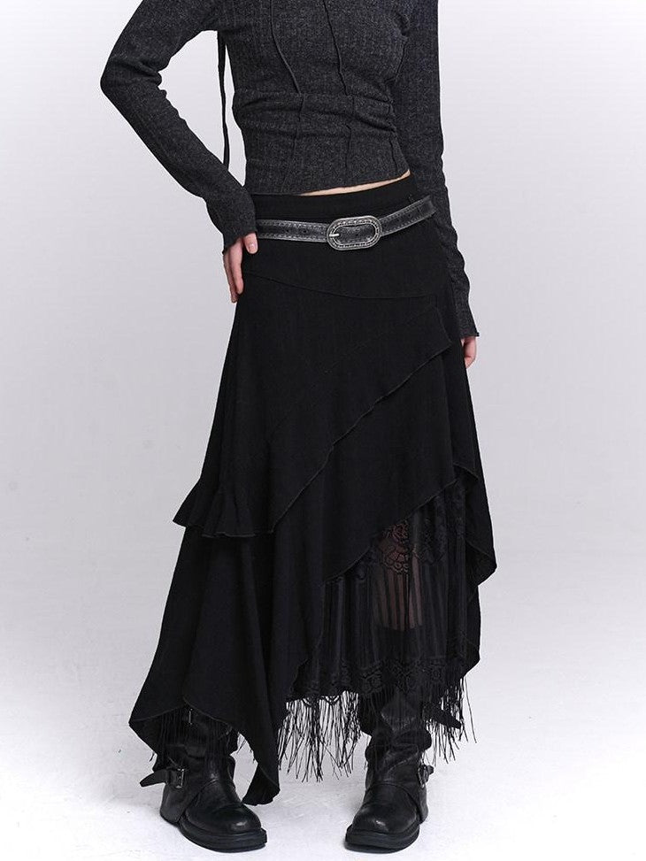 LADYGHOST Ethereal Asymmetrical Fringe Nomadic Apricot White Women&