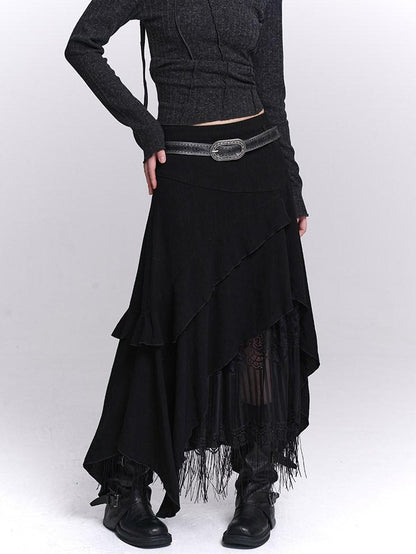 LADYGHOST Ethereal Asymmetrical Fringe Nomadic Apricot White Women&