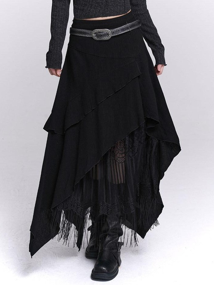 LADYGHOST Ethereal Asymmetrical Fringe Nomadic Apricot White Women&