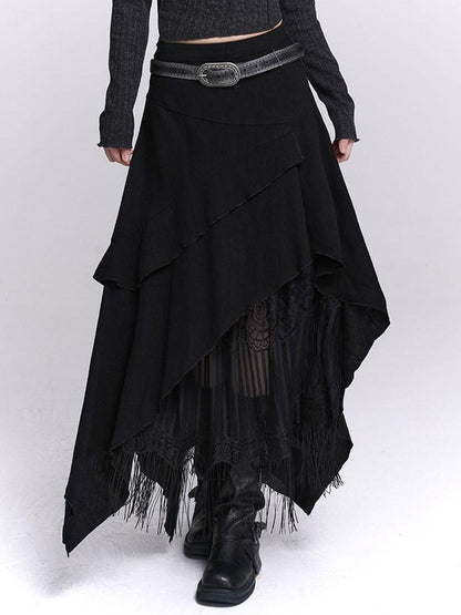 LADYGHOST Ethereal Asymmetrical Fringe Nomadic Apricot White Women&