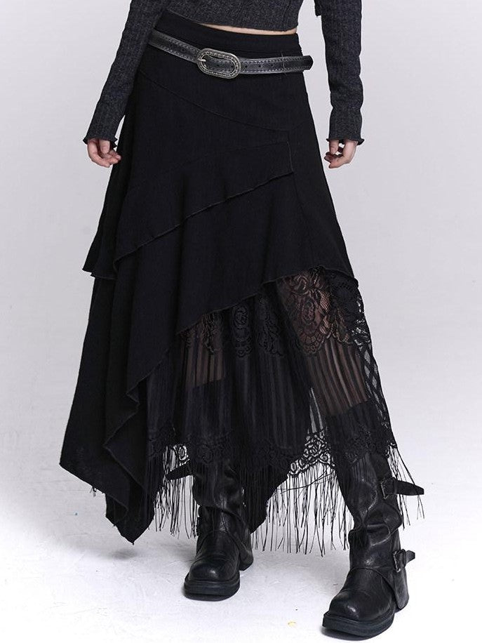 LADYGHOST Ethereal Asymmetrical Fringe Nomadic Apricot White Women&