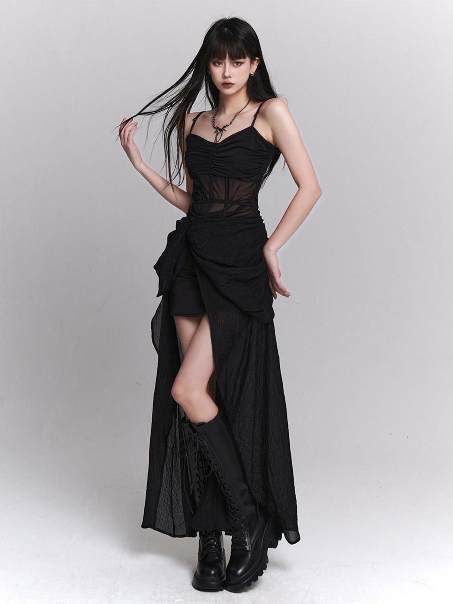 LADYGHOST Ethereal Asymmetrical Spaghetti Strap Women&