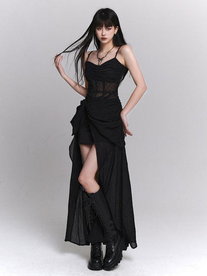 LADYGHOST Ethereal Asymmetrical Spaghetti Strap Women&