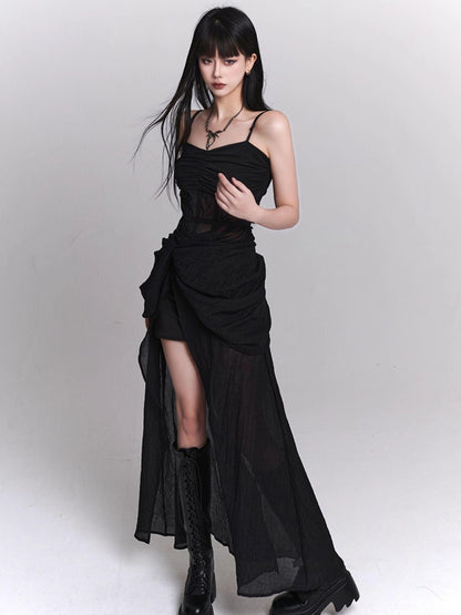LADYGHOST Ethereal Asymmetrical Spaghetti Strap Women&
