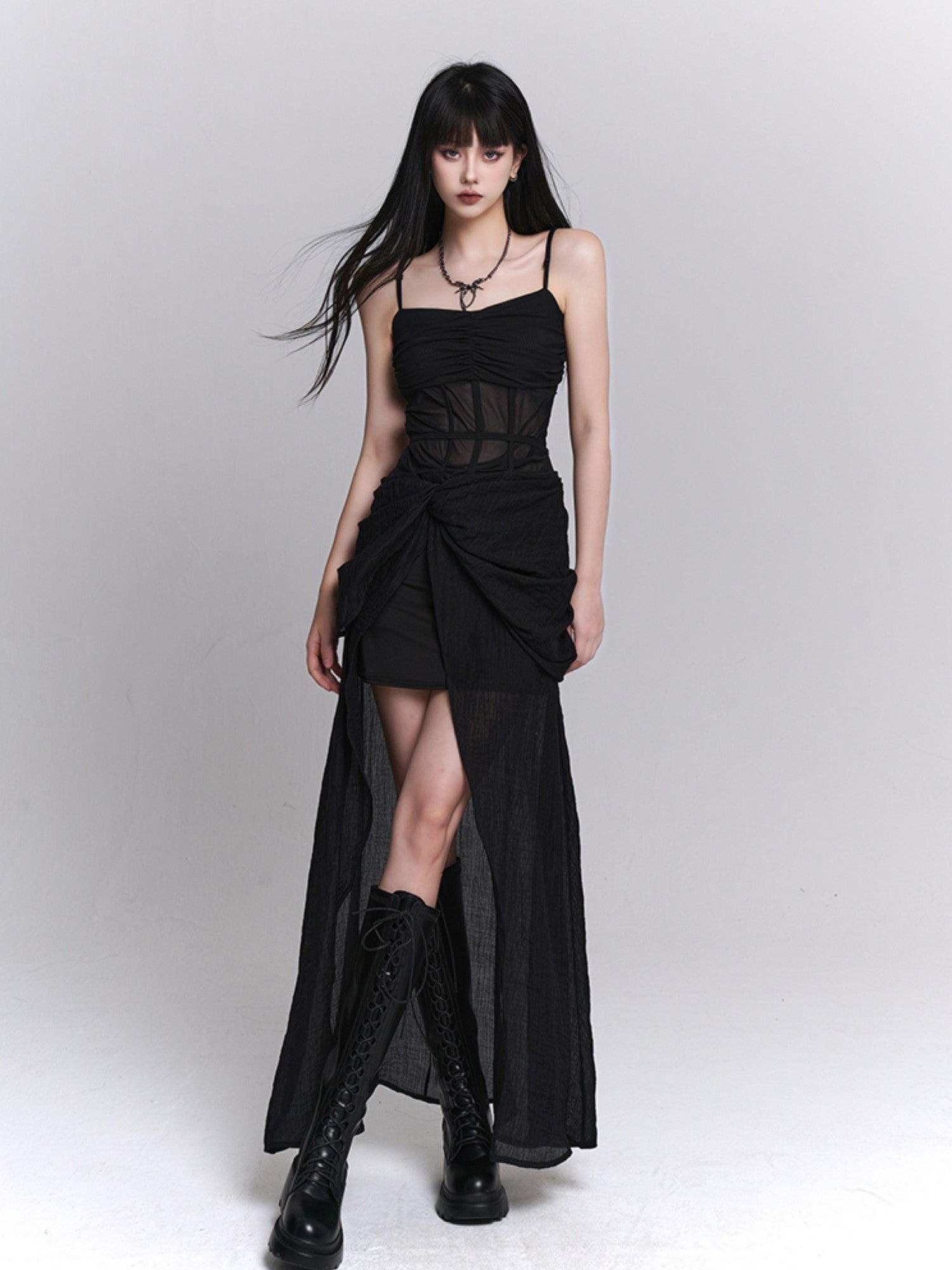 LADYGHOST Ethereal Asymmetrical Spaghetti Strap Women&