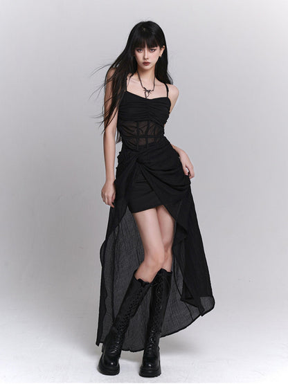 LADYGHOST Ethereal Asymmetrical Spaghetti Strap Women&