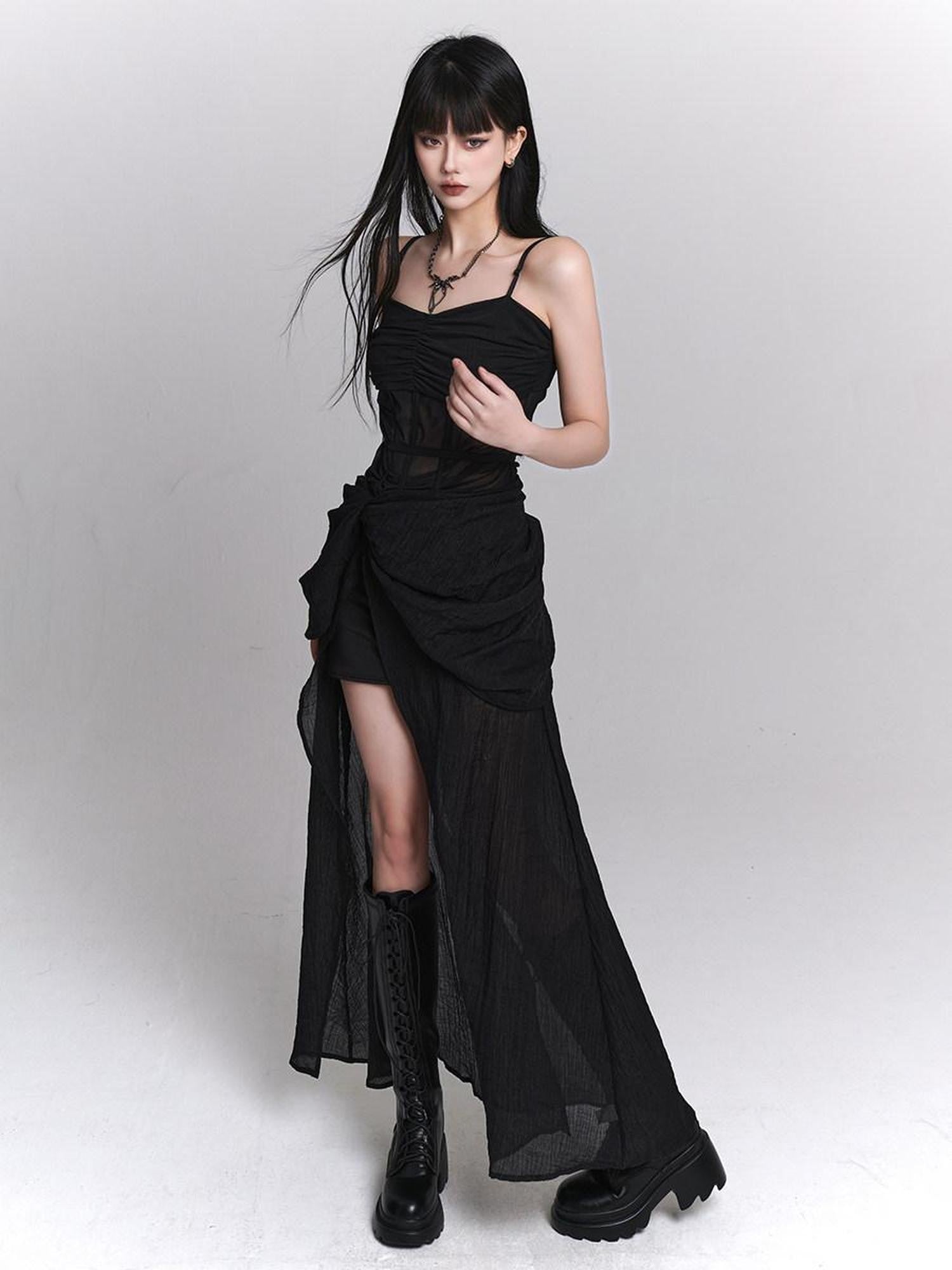 LADYGHOST Ethereal Asymmetrical Spaghetti Strap Women&