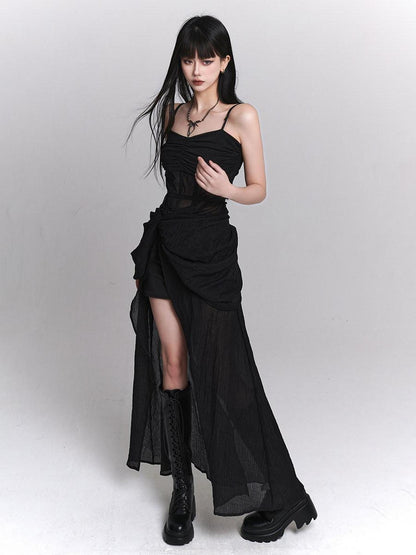 LADYGHOST Ethereal Asymmetrical Spaghetti Strap Women&