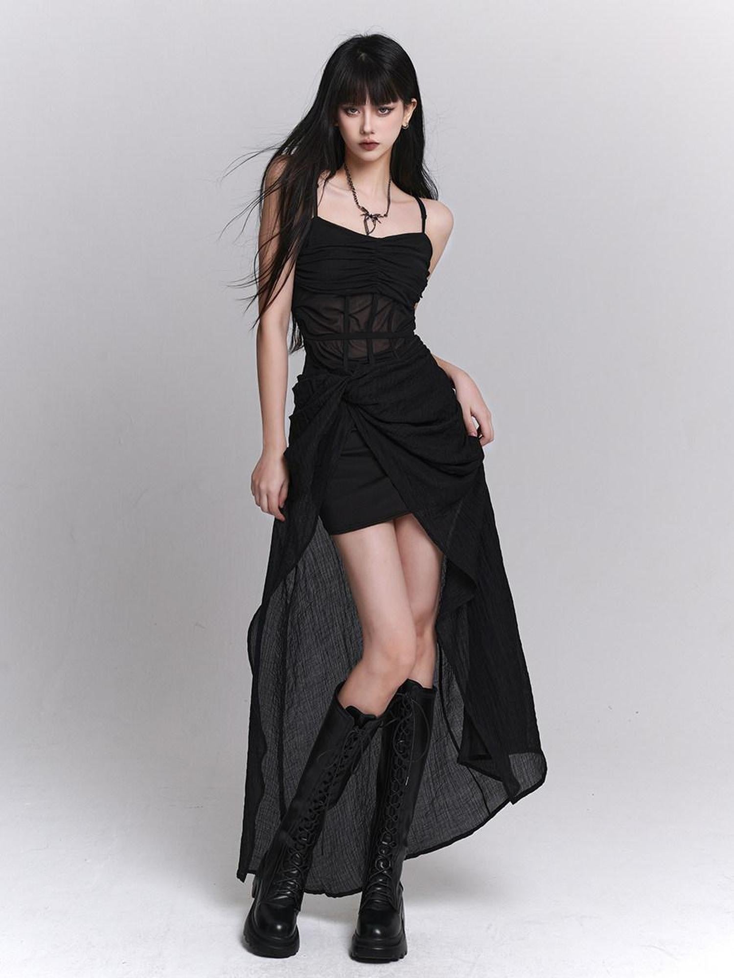 LADYGHOST Ethereal Asymmetrical Spaghetti Strap Women&