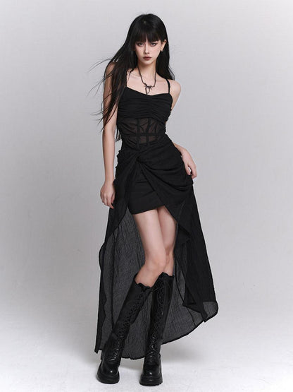 LADYGHOST Ethereal Asymmetrical Spaghetti Strap Women&