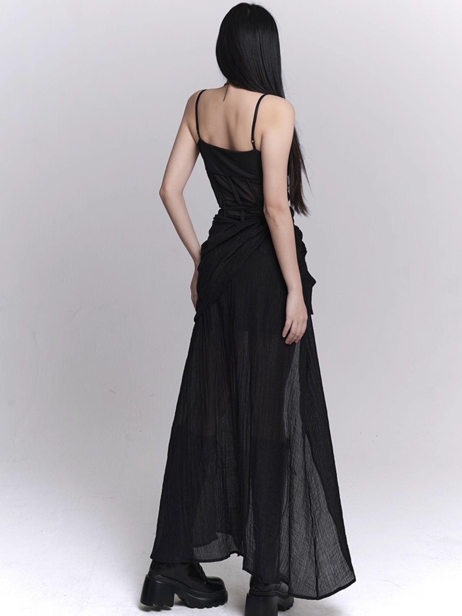 LADYGHOST Ethereal Asymmetrical Spaghetti Strap Women&