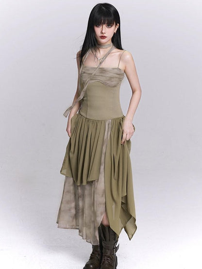 LADYGHOST Ethereal Asymmetrical Spaghetti Strap Women&