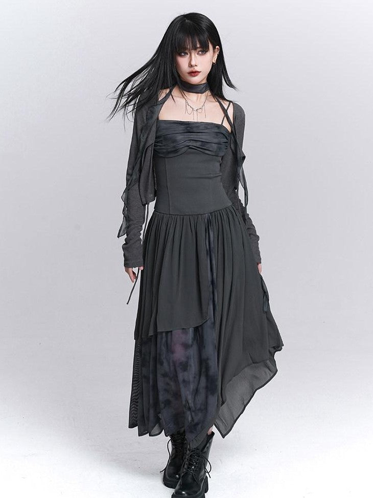 LADYGHOST Ethereal Asymmetrical Spaghetti Strap Women&