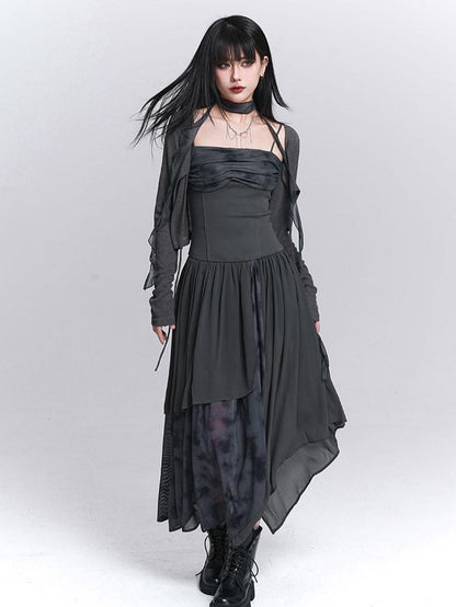 LADYGHOST Ethereal Asymmetrical Spaghetti Strap Women&