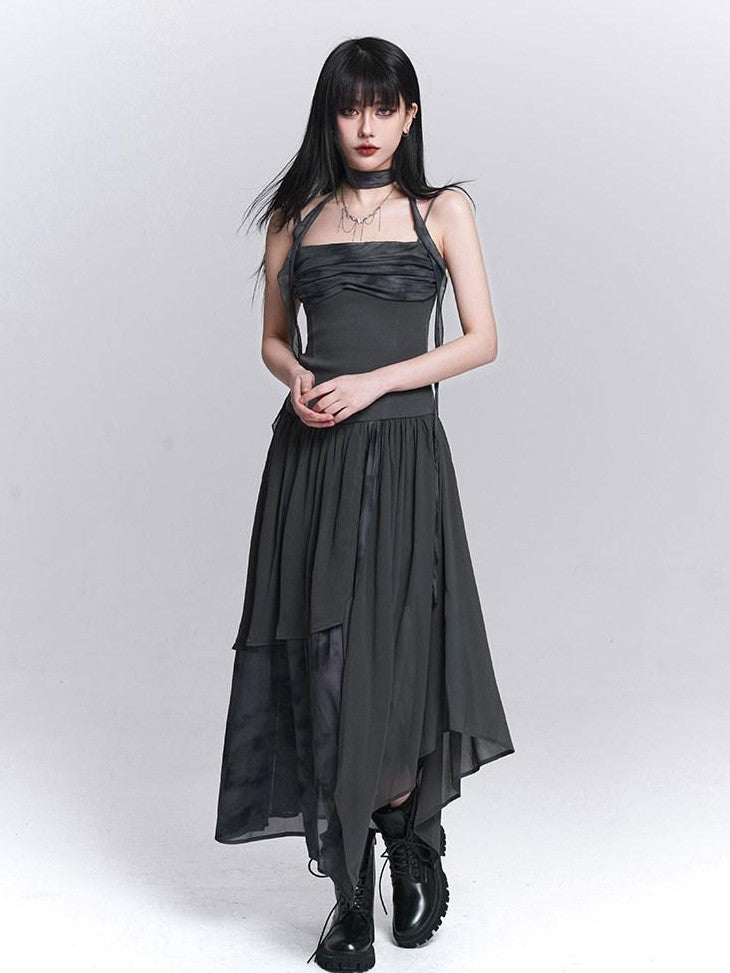 LADYGHOST Ethereal Asymmetrical Spaghetti Strap Women&