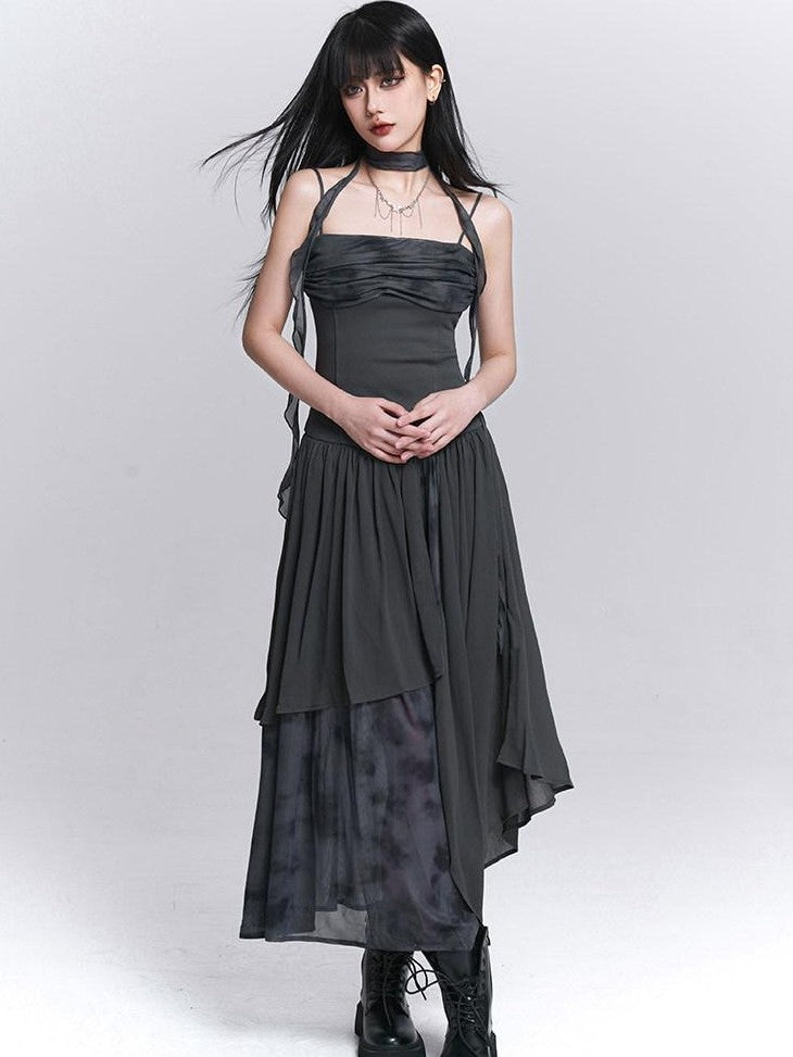 LADYGHOST Ethereal Asymmetrical Spaghetti Strap Women&